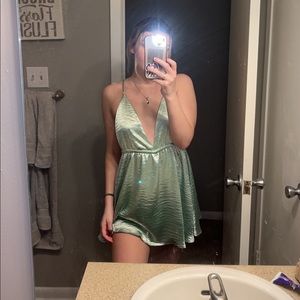 Lucy In the Sky mint green satin dress!